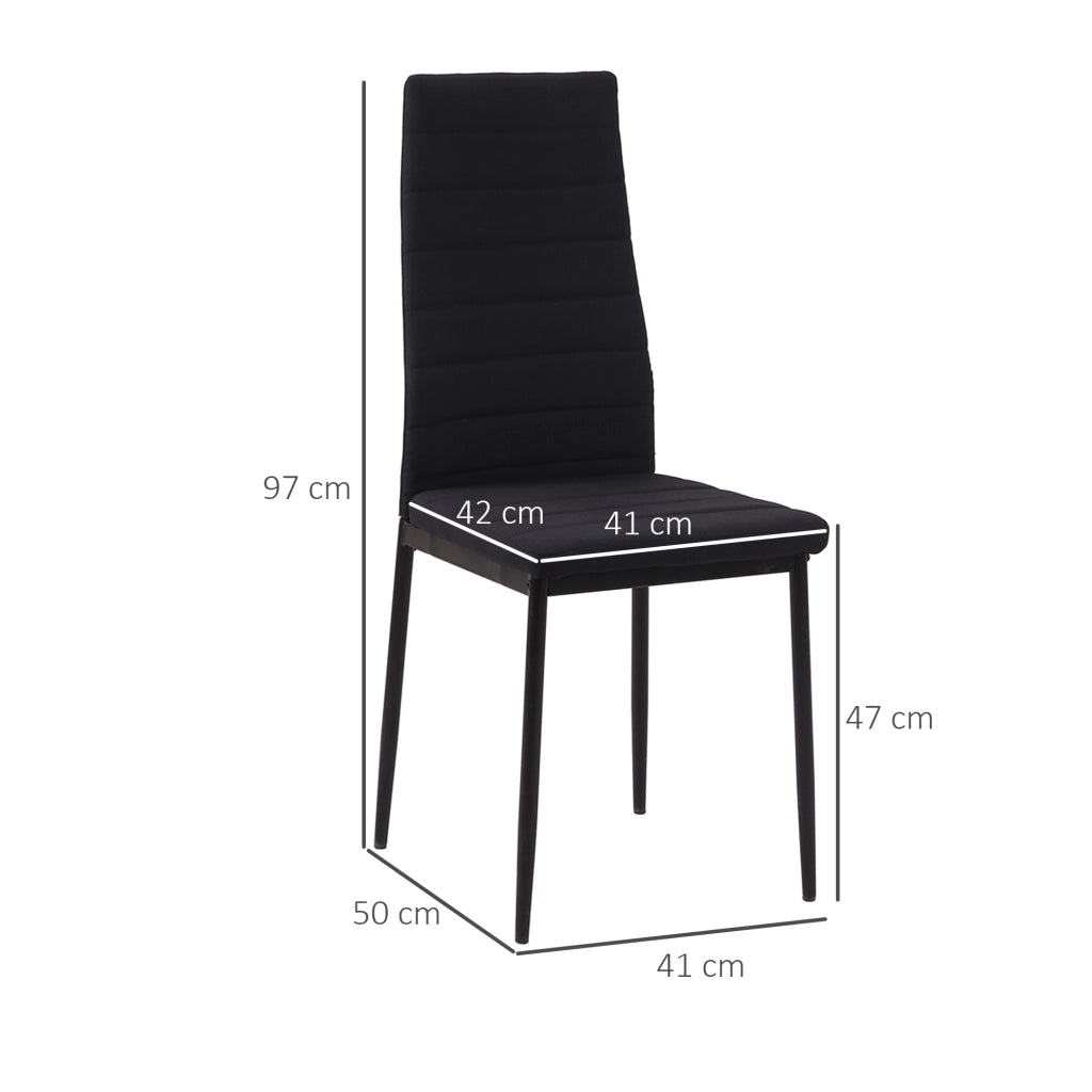 Set 4 Sedie Imbottite da Pranzo ¨C Zephmum ¨C Nero Tessuto Metallo