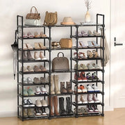 Sistema di conservazione per scarpe a 9 livelli, rastrelliere per scarpe da assemblare, cassa per scarpe in legno verticale con ganci