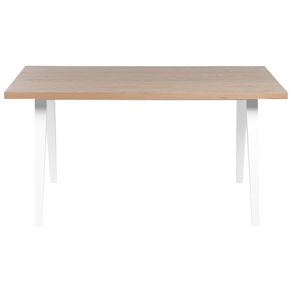 Tavolo in legno chiaro e bianco piano MDF gambe legno di caucciù 150 x 90 cm