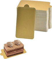 100 pezzi di piatti di mousse per torta 10 x 6 cm - piatto di torta rettangolare dorato per matrimonio e compleanno - piatti di torta decorativi
