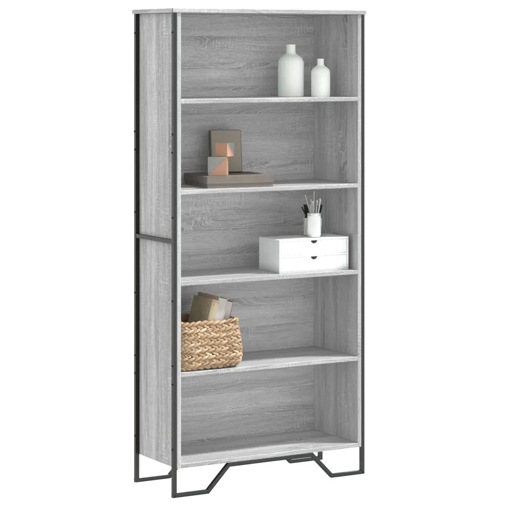 Libreria-Scaffale per Libri-Mobile di Stoccaggio Grigio Sonoma 80x31x169 cm in Truciolato