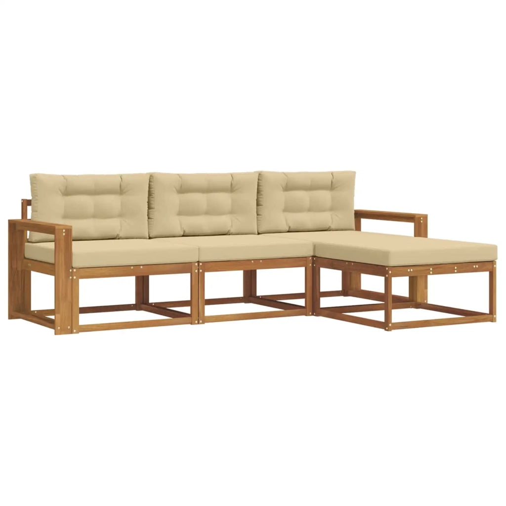 Set di divani da esterno con cuscino 4 pcs Naturale e Beige