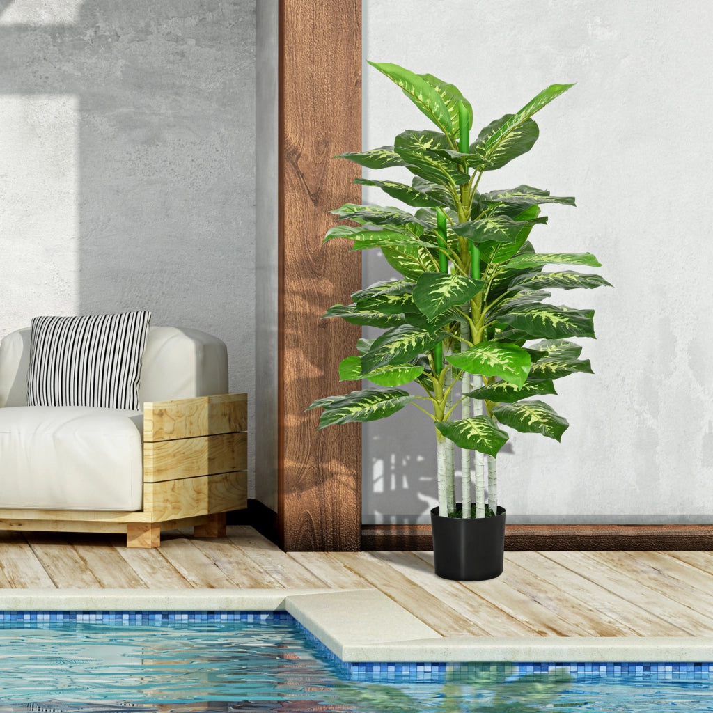 Plante artificiale Calathea ¨C zephmum ¨C Altezza 120 cm, vaso cemento, 53 foglie