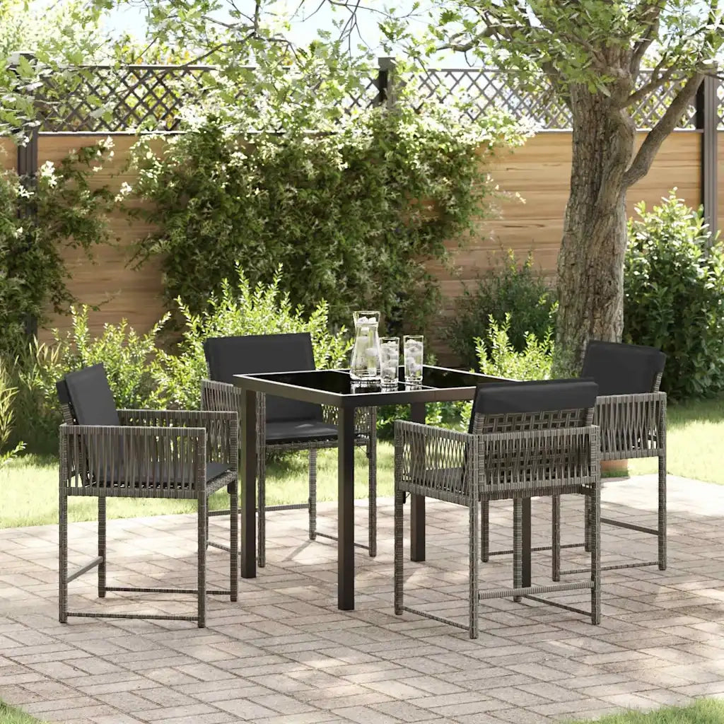 Set da Pranzo per Giardino 5 pcs Grigio polyrattan 3380749