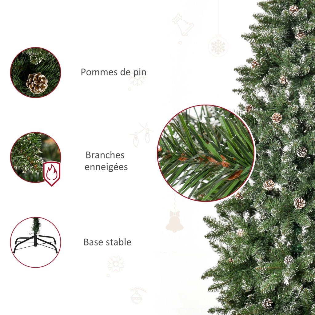 Albero di Natale Artificiale ¨C Minimal ¨C Effetto Neve 180 cm 50 Pigne 718 Rami