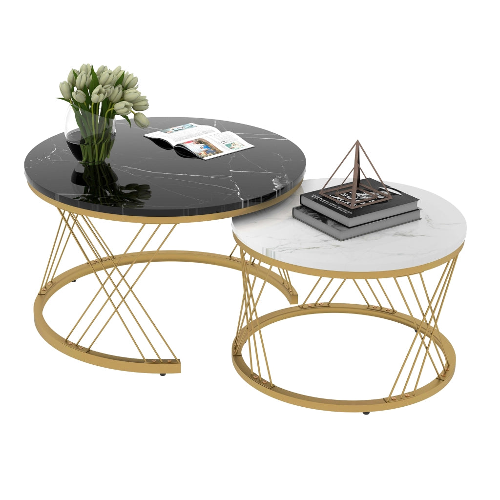 TAVOLINO DA CAFFÈ NESTING Set da 2 pezzi 70x70x45 cm MDF Nero