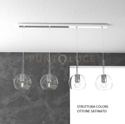 SOSP. OTTONE SAT. RETTANGOLARE 4 LUCI VETRI TUTTI PICCOLO TRASPARENTE 1155OS-S4 RP-TR