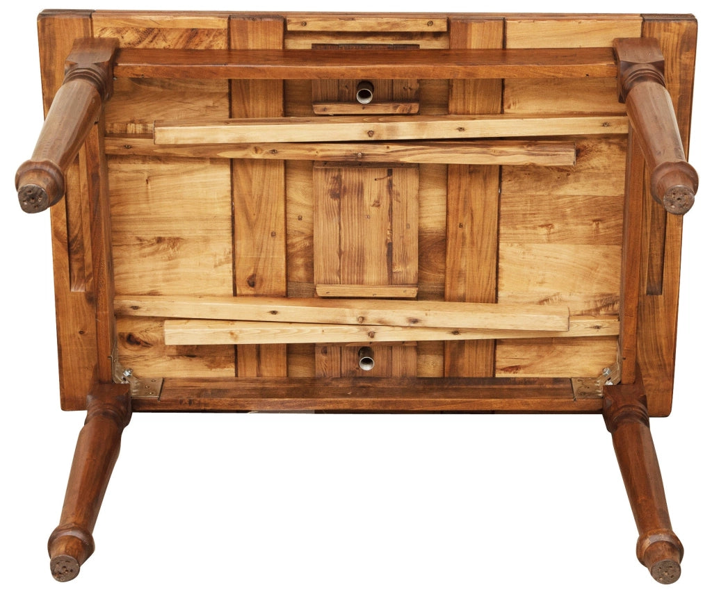 Biscottini Tavolo in legno massello di tiglio allungabile Country finitura noce Made in Italy