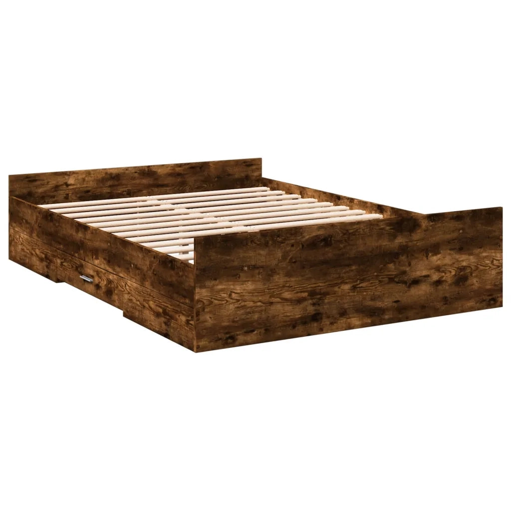 Giroletto con Cassetti Rovere Fumo 135x190 cm Legno Multistrato 3280318