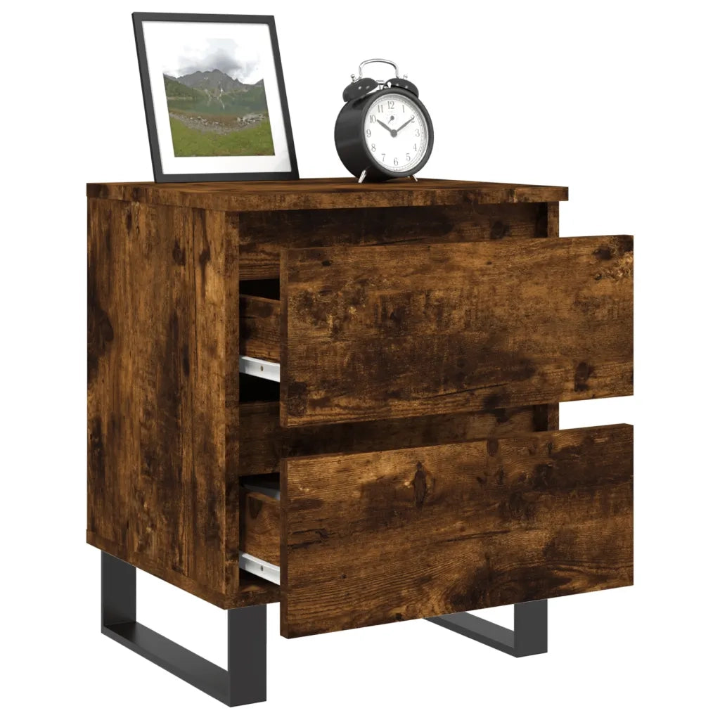 Comodino Rovere Fumo 40x35x50 cm in Legno Multistrato 826902