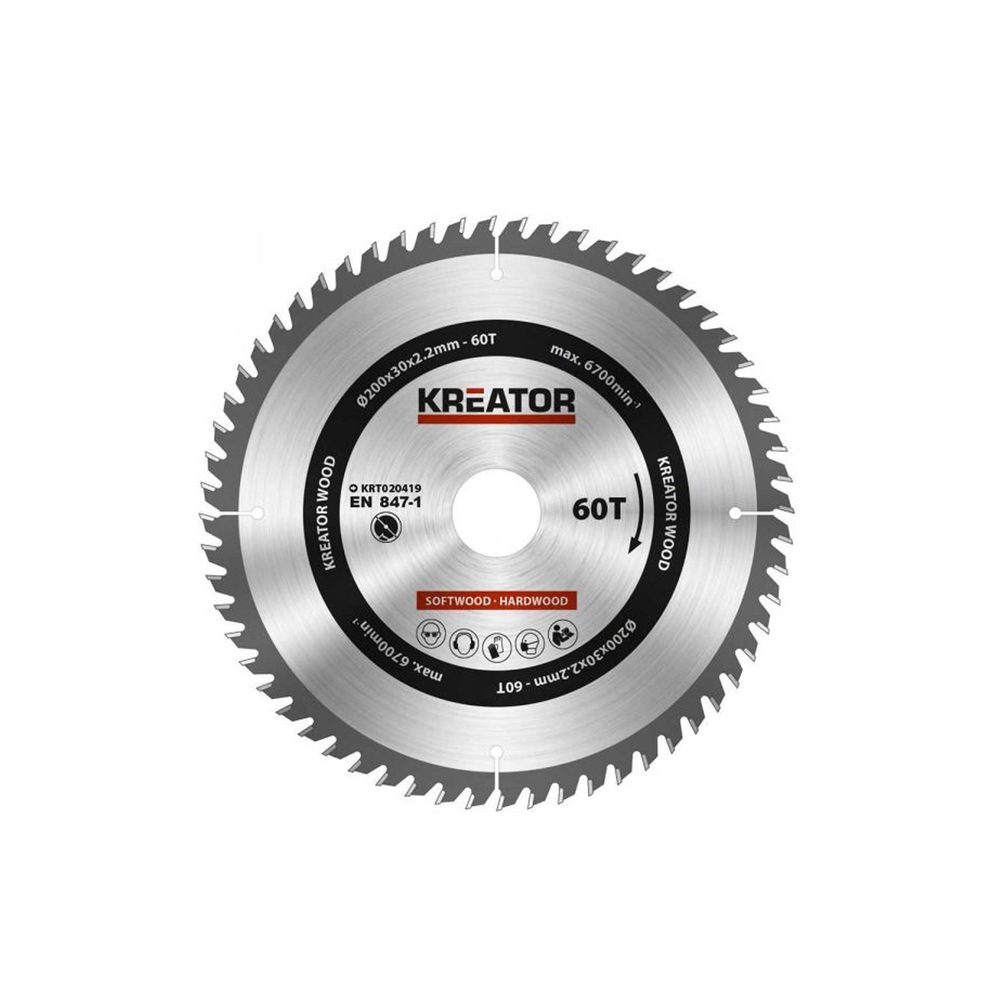 Lama Circolare In Metallo Duro Per Legno 200mm 60 Denti Kreator