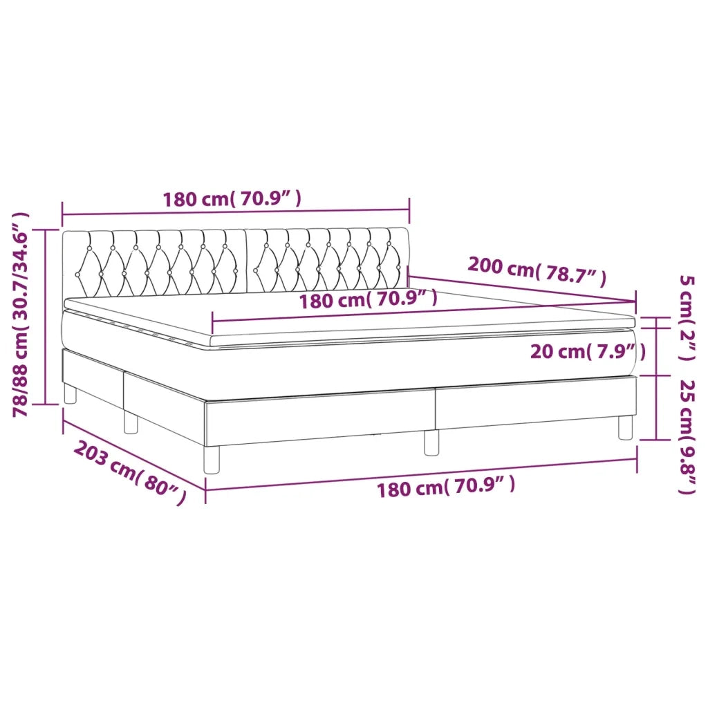 Letto a Molle con Materasso e LED Blu 180x200 cm in Tessuto 3133979