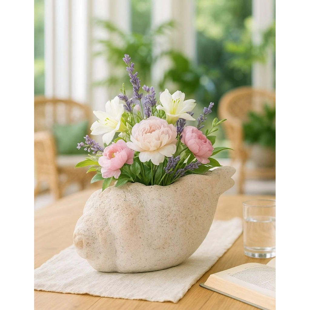 Vaso Decorativo VKH1049, Beige, MgO, 35x23x18 cm