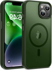 Hoesa magnetico per smartphone con Magsafe shock-resistente, trasparente e militare in verde - Per iPhone 14 6.1 pollici