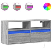 Mobile TV a Parete | Armadietto TV | Mobile Porta TV con Luci LED Grigio Sonoma 100x31x45 cm