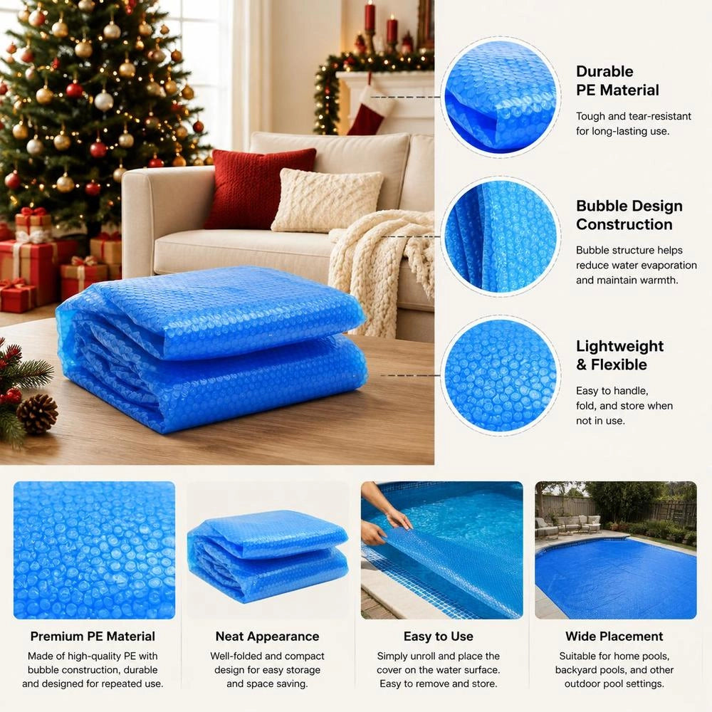 Round Above Ground Pool Cover, 549 Cm Diameter PE Material With Drawstring, Dust Protection Tarp For Backyard Swimming Pools, Blue