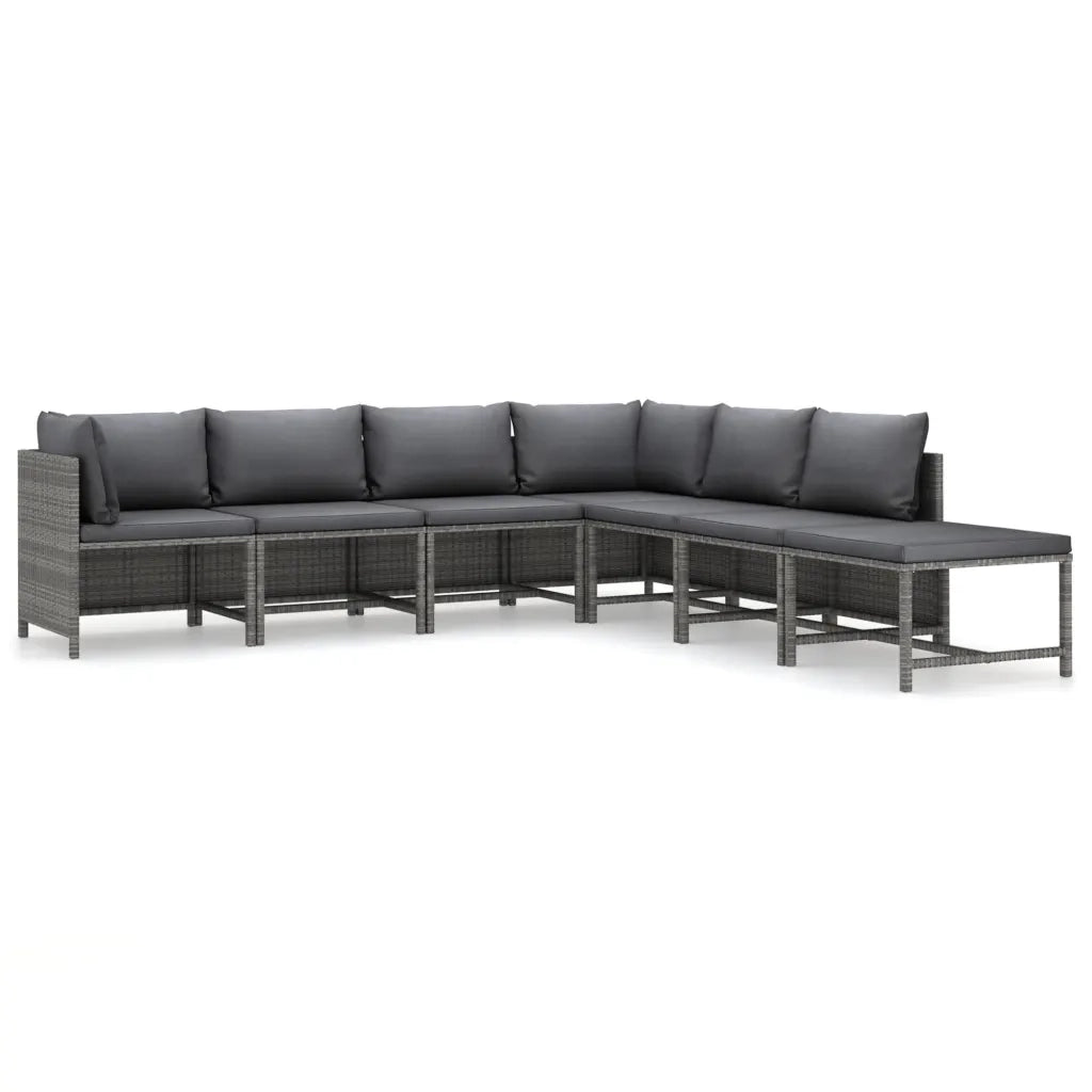 Set Divani da Giardino 7 pz con Cuscini in Polyrattan Grigio 3059764