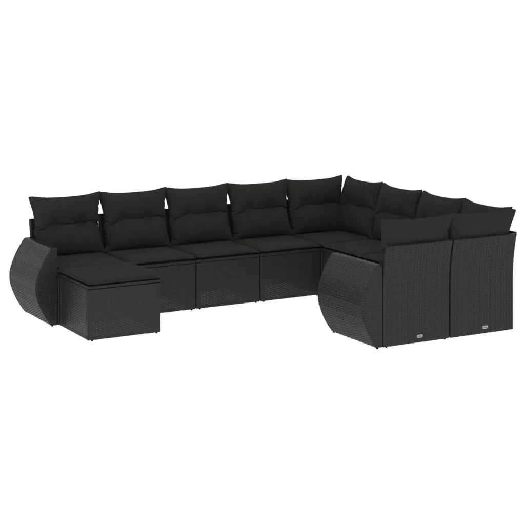 Set Divani da Giardino 10pz con Cuscini in Polyrattan Nerocod mxl 112802