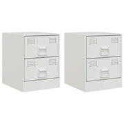 Set di 2 Comodini | Armadio da Notte | Mobiletto da notte Bianchi 34,5x39x44 cm in Acciaio