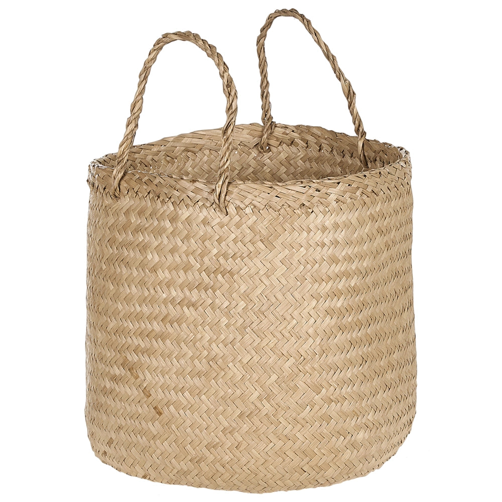 Set di 2 cestini in seagrass naturale con manici intrecciati a mano Decorazione di accessori per la casa in stile bohémien