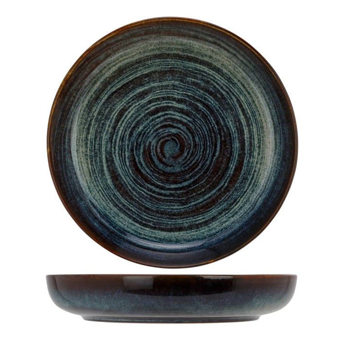 Cosy & Trendy Piatto Fondo con Motivo a Cerchi Atlantis 4pz Ø24 cm Blu 446056