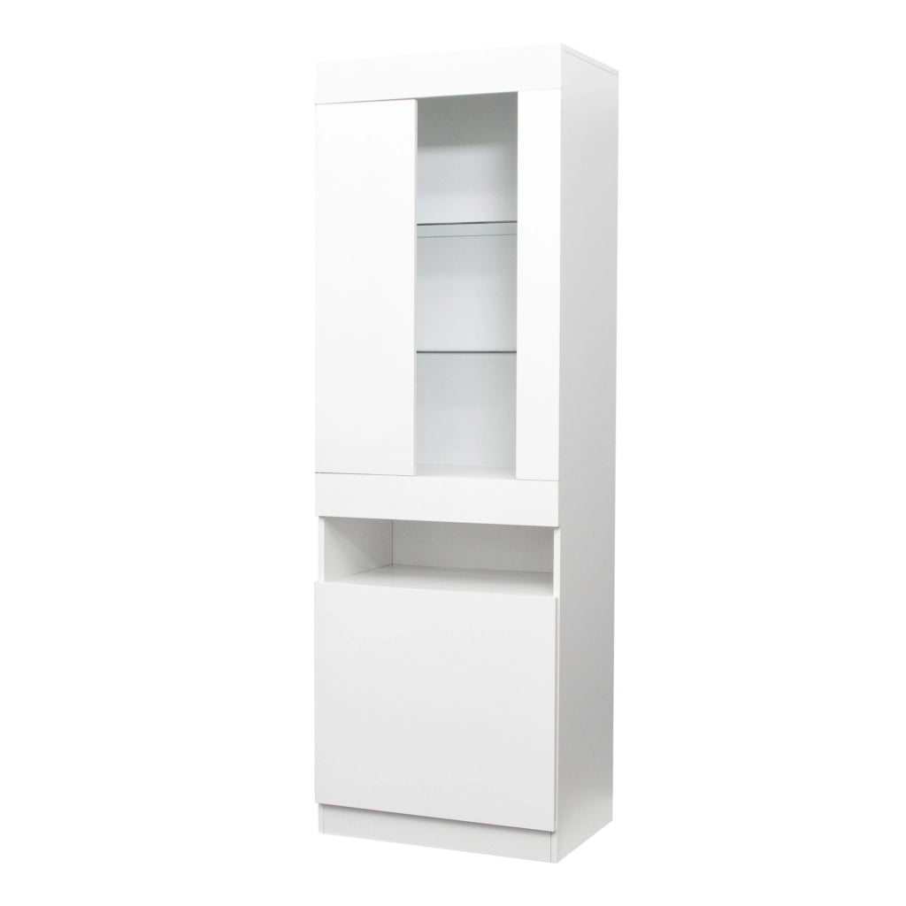 Vetrina con LED ¨C Xylo ¨C Bianco, Legno, Soggiorno