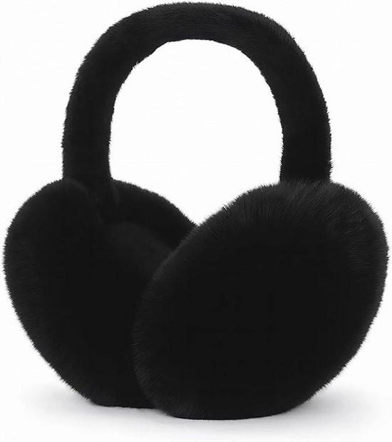 Orecchini da neve, regolabili, pelle sintetica, orecchini da neve con trama, stile femminile, orecchini da neve moda, adatti per la maggior parte dei caschi per telefono cellulare, nero