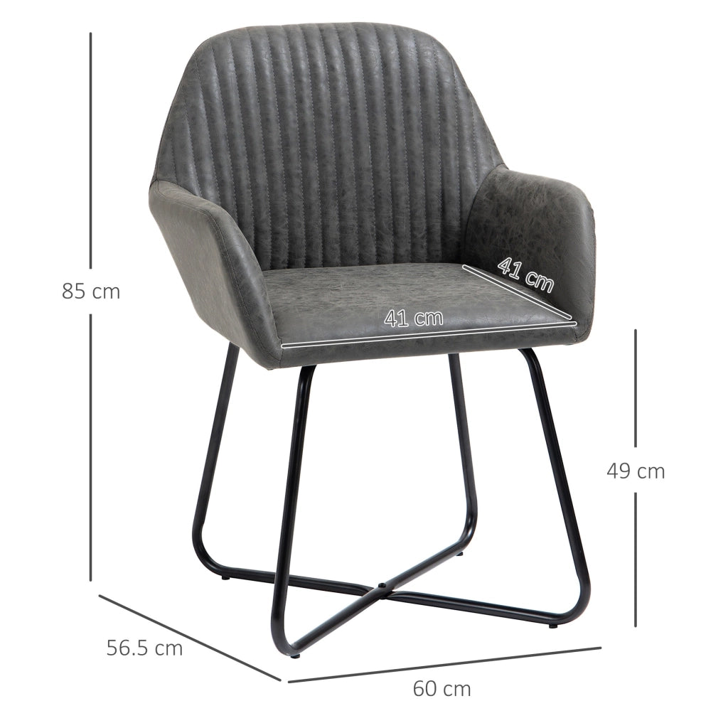 Set 2 Sedie Imbottite 60x56,5x85 cm in Similpelle Grigie