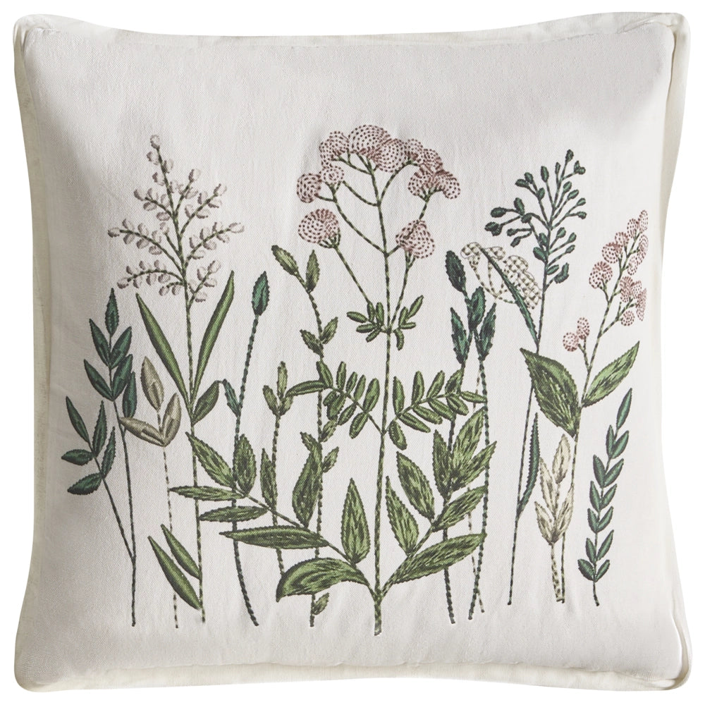 Set di 2 cuscini decorativi in tessuto di cotone bianco e beige con motivo floreale 45 x 45 cm