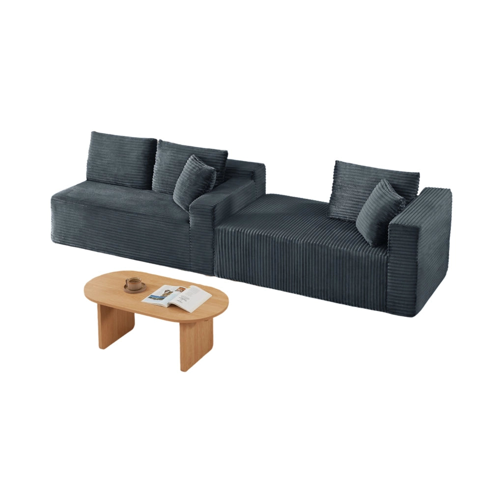 Divano angolare modulabile 252,5x163x65 cm grigio scuro, memory foam, tessuto