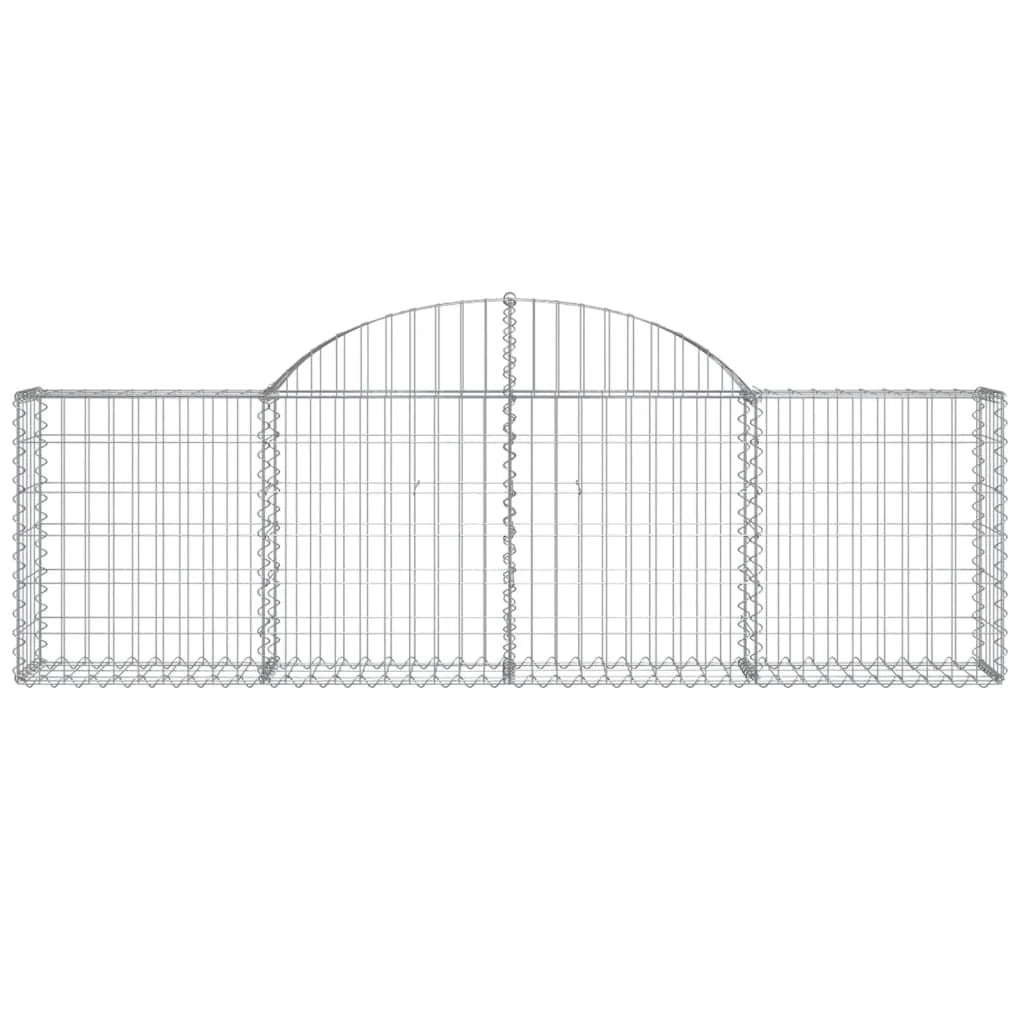 Cesto gabbione recinzione a gabbia muro di contenimento ad arco 200 x 30 x 60/80 cm ferro zincato argento 02_0040014