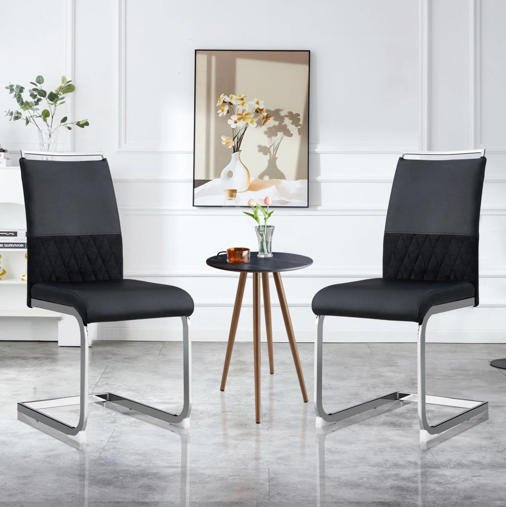 Sedia moderna ergonomica in metallo; schienale in PU e lino; nero