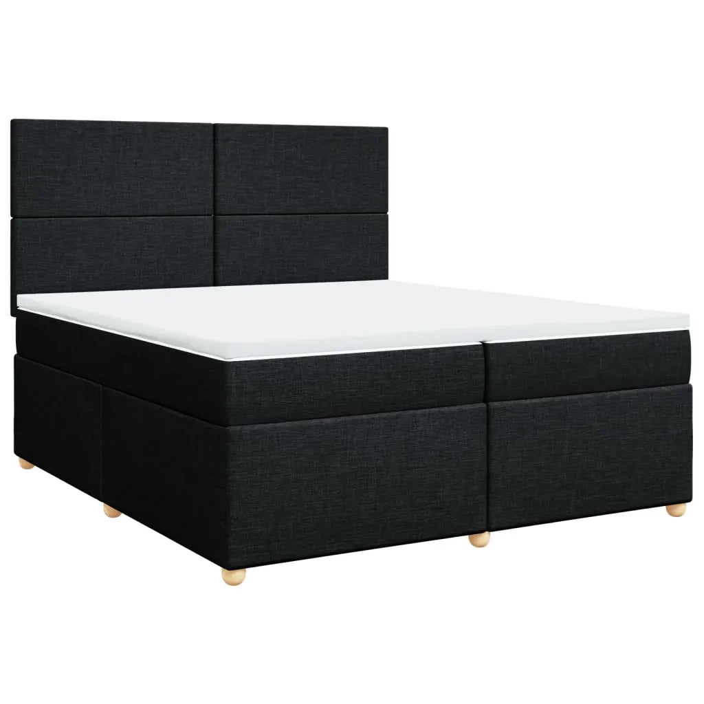 Giroletto a Molle con Materasso Nero 200x200 cm in Tessuto