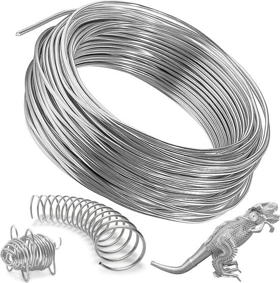 Aluminio flessibile 3 mm x 20 m - filo argenteo per artigianato e gioielleria - filo di legatura per componenti decorativi - sculture DIY.
