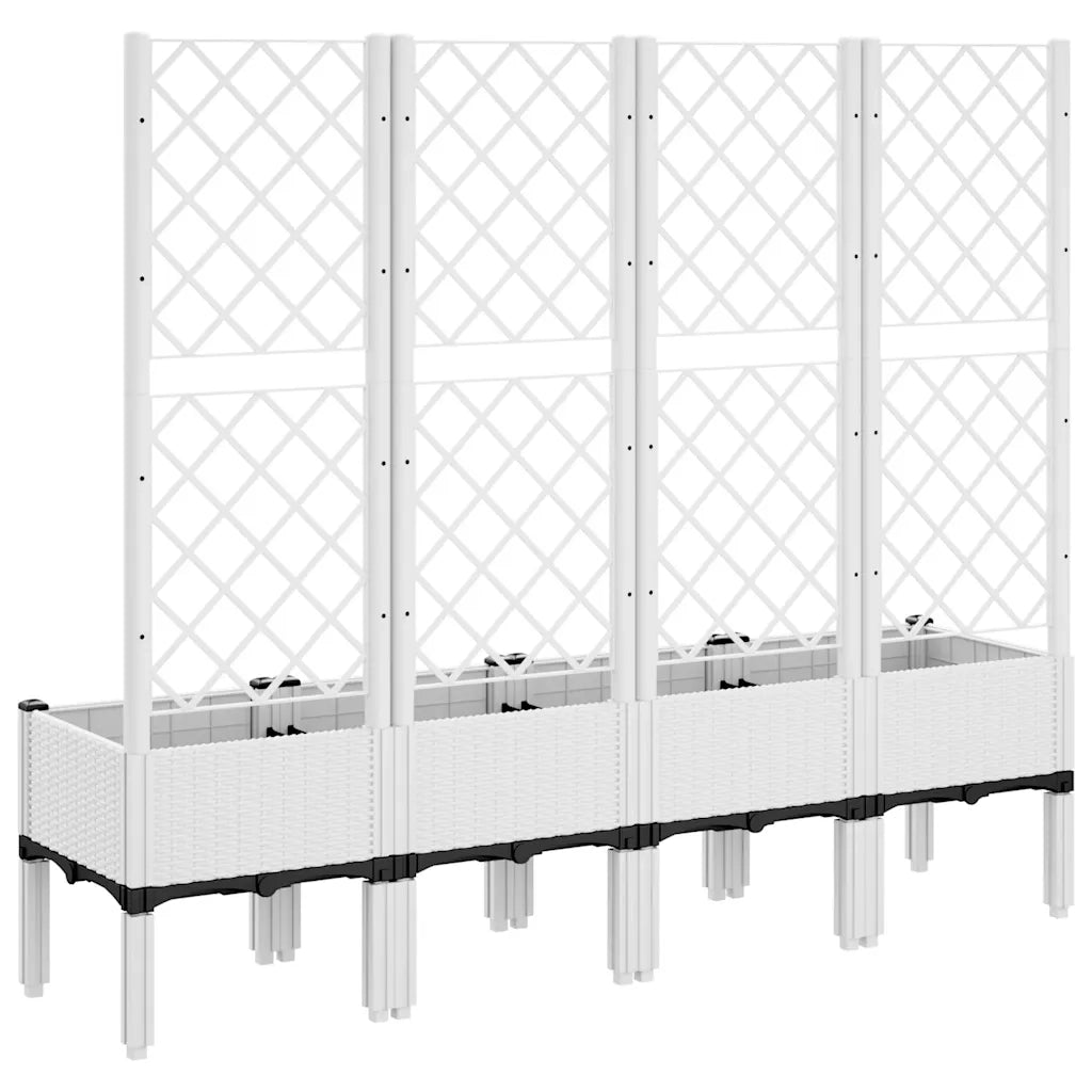 Fioriera | Cassetta per fiori | Vaso da Giardino con Traliccio Bianco 160x40x142 cm in PP