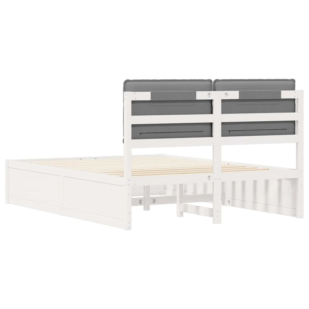 Letto con Testiera Rivestita Grigio chiaro 140 x 190 cm