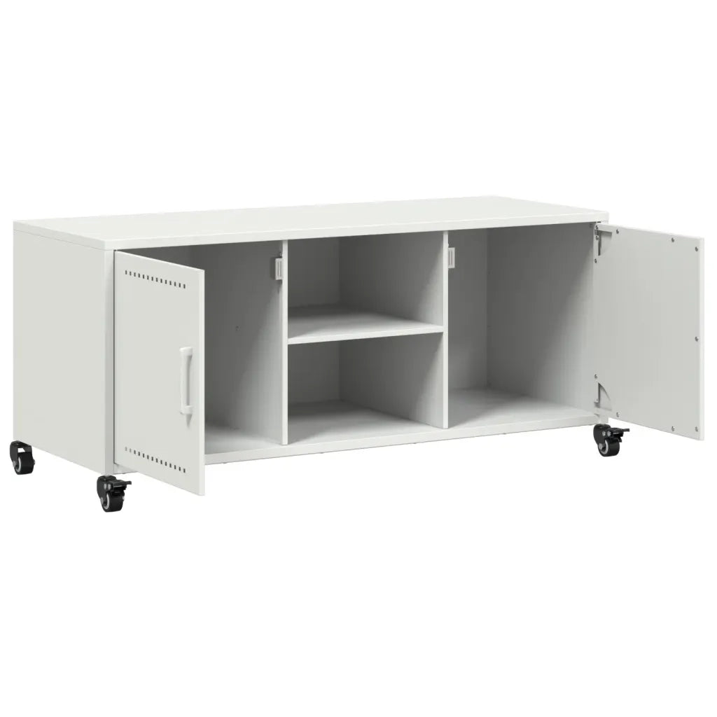 Mobile TV Bianco 100,5x39x43,5 cm in Acciaio