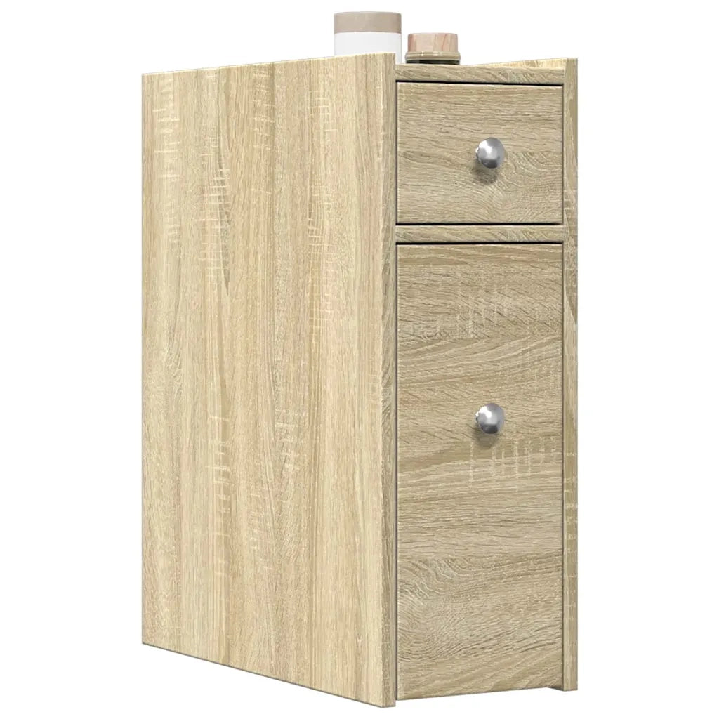vidaXL Armadietto da Bagno Stretto con Ruote Rovere Sonoma Truciolato