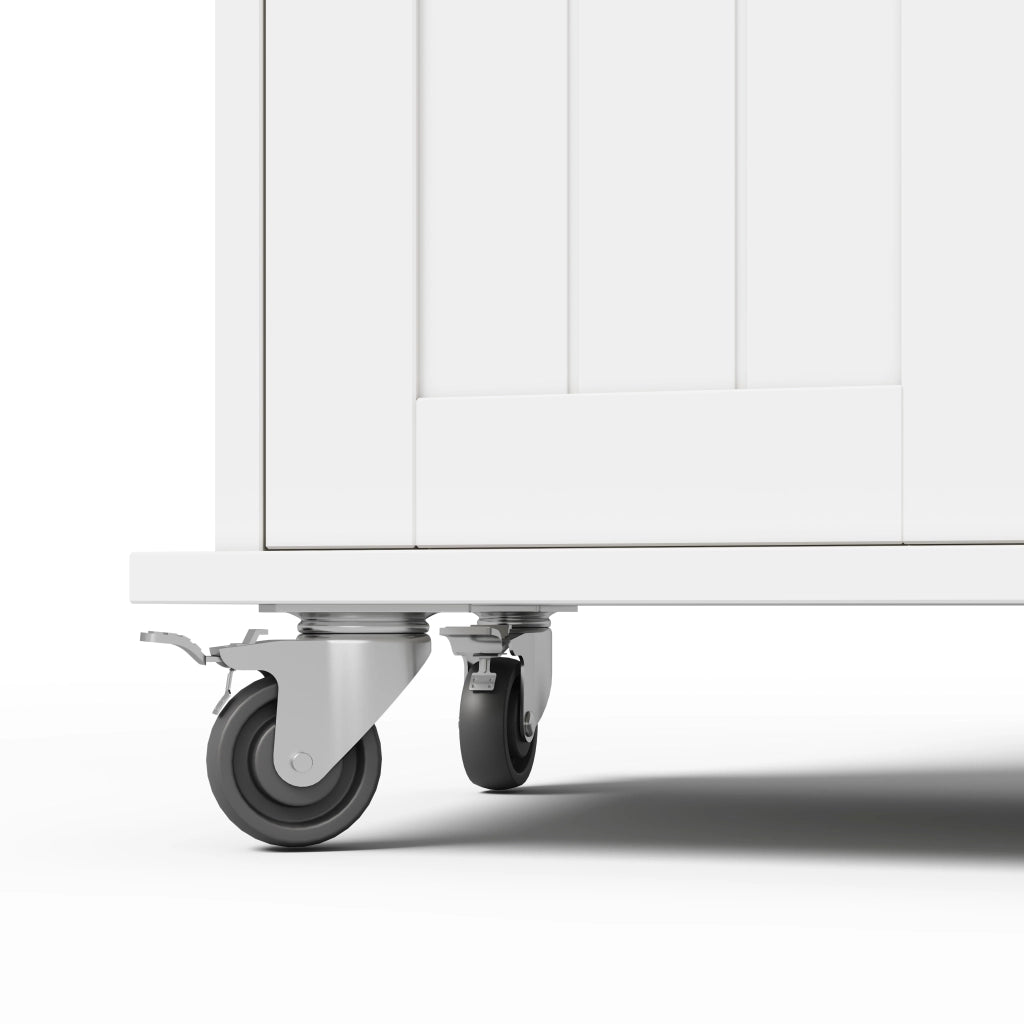 Isola Cucina Pieghevole con Ruote ¨C MINIMAL ¨C Bianco, 4 Ante, 1 Cassetto, 120x45x95