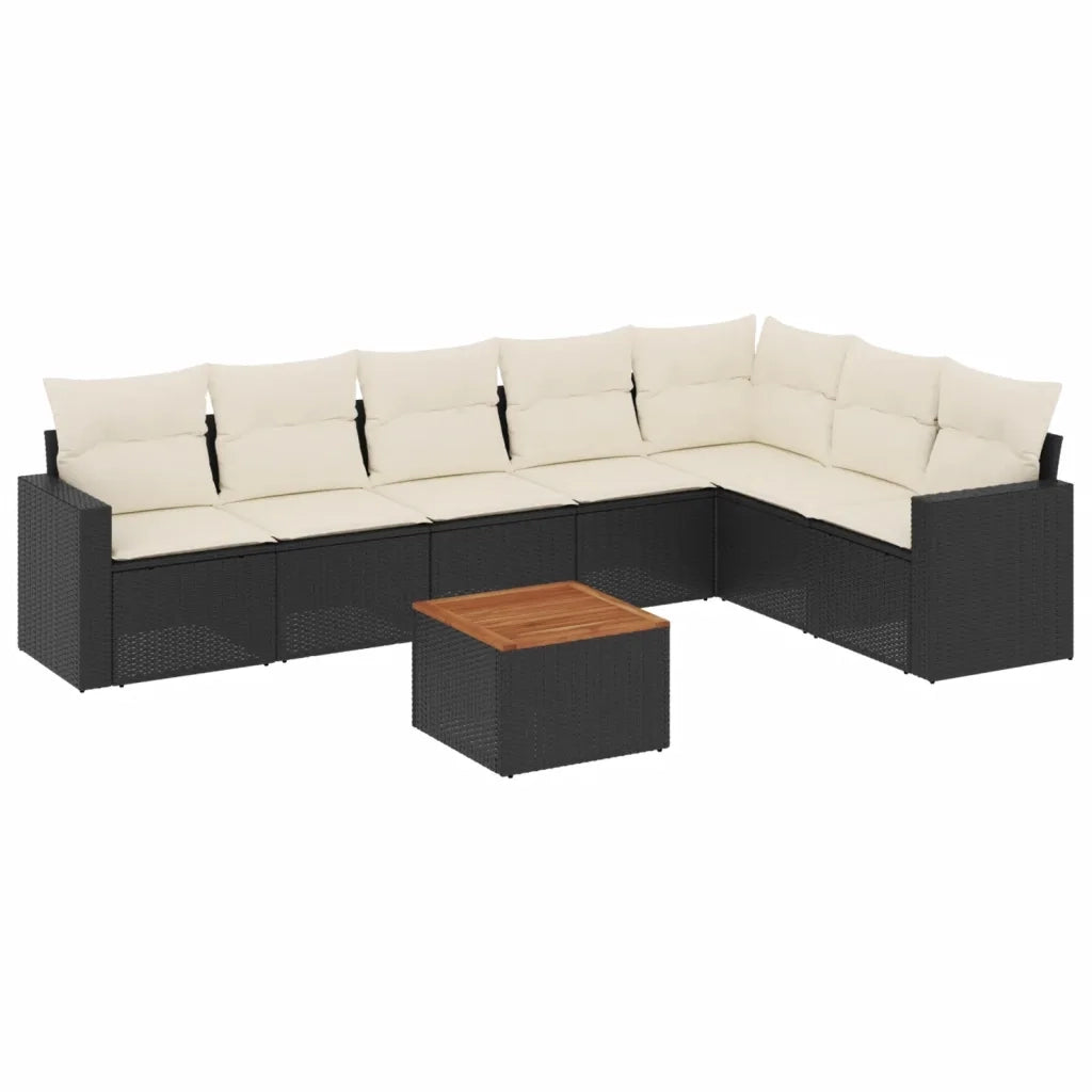 Set Divani da Giardino con Cuscini 8 pz Nero in Polyrattan 3224152