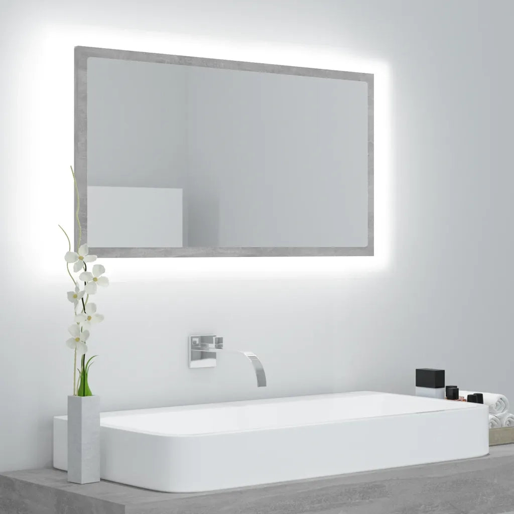 Specchio da Bagno LED Grigio Cemento 80x8,5x37 cm in Truciolato cod mxl 69325