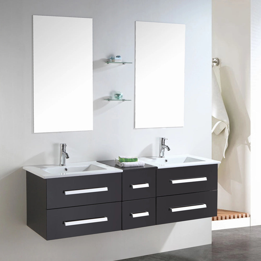 Mobile Bagno Nero 150 cm Lavabo Incluso – Rome