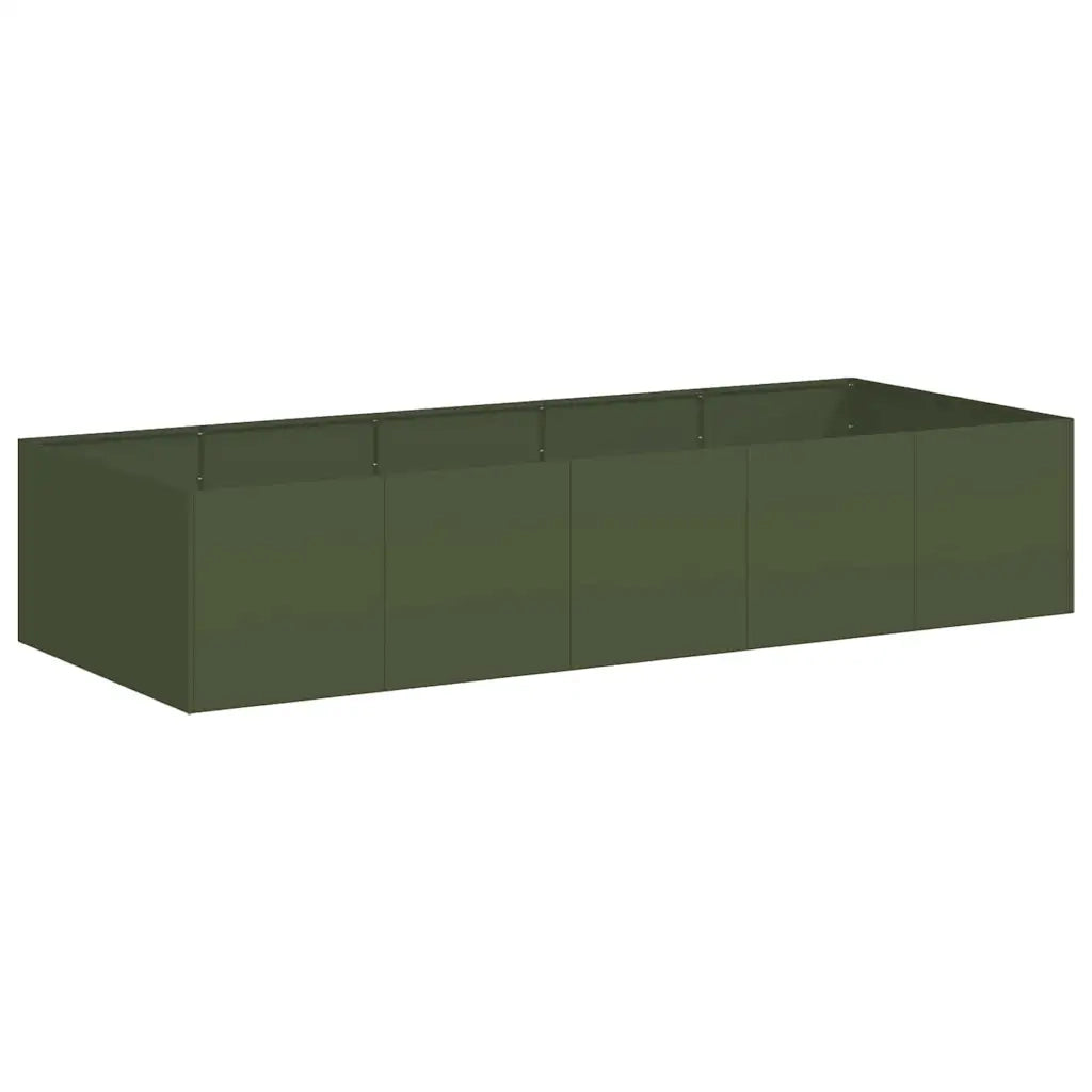 Fioriera-Vaso-Contenitore per Piante Verde Oliva 200x80x40 cm in Acciaio
