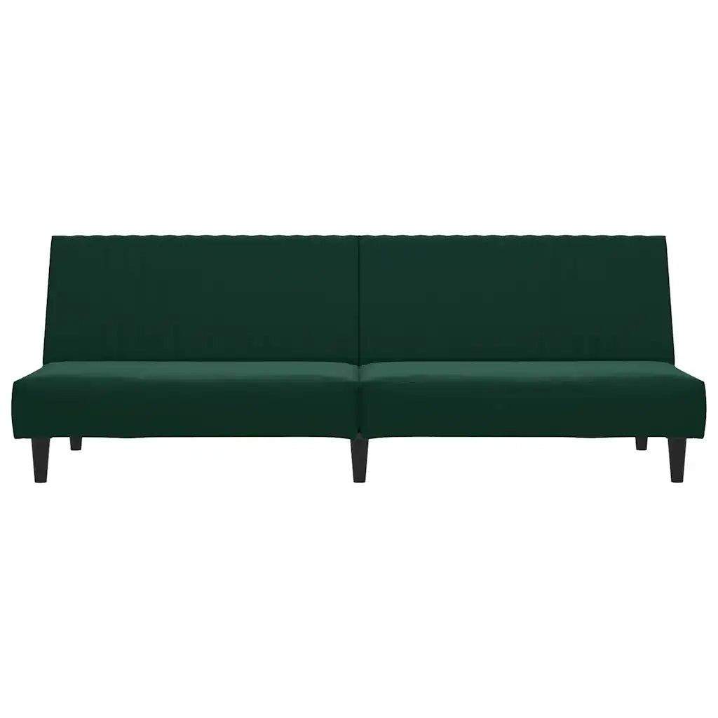 Divano Letto a 2 Posti Verde Scuro in Velluto 375928