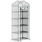Serra da Giardino o Balcone con 5 Ripiani, Struttura in Acciaio, Copertura Rimovibile in PE, 0.69 x 0.49 x 1.93 m, Bianco