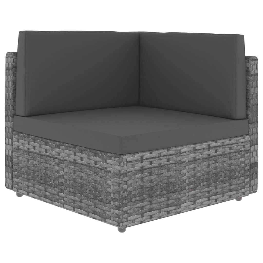 Set di mobili da giardino per esterni 9 pezzi con cuscini resina intrecciata grigia 02_0018014