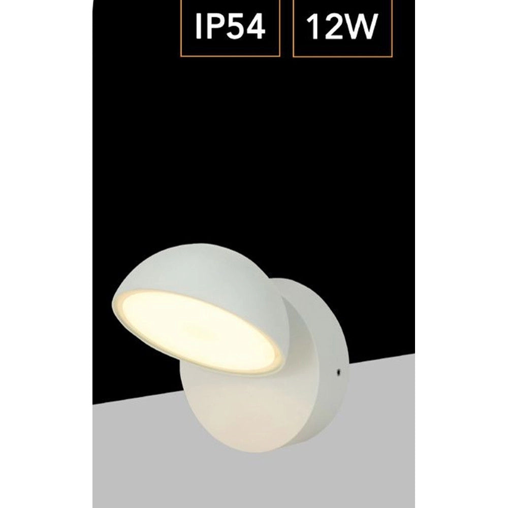 Trade Shop - Applique A Led Da Esterno 12 Watt Ip54 Con Teconologia Cct 3 Tonalità Di Luce 570-3c - Bianco
