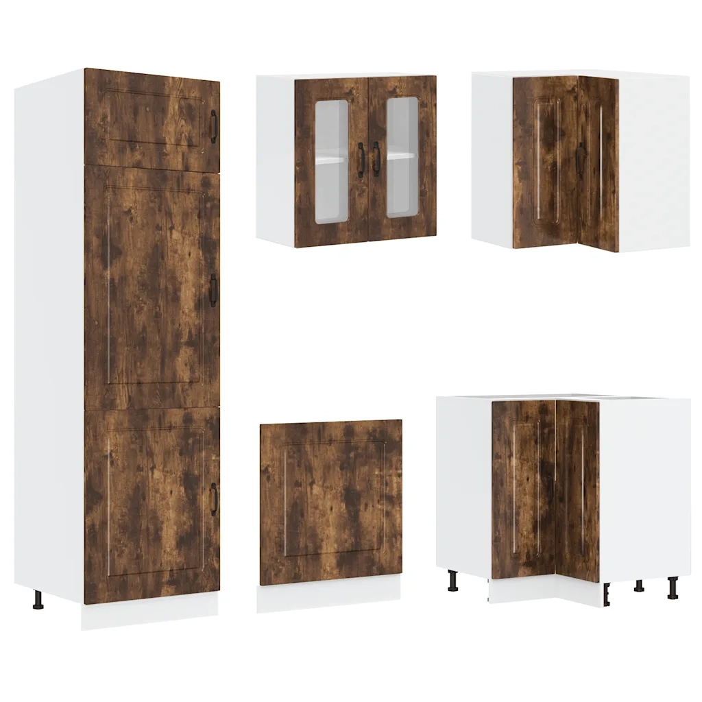 Set Mobili da Cucina 14 pz Kalmar Rovere Fumo Legno Multistrato 3314976