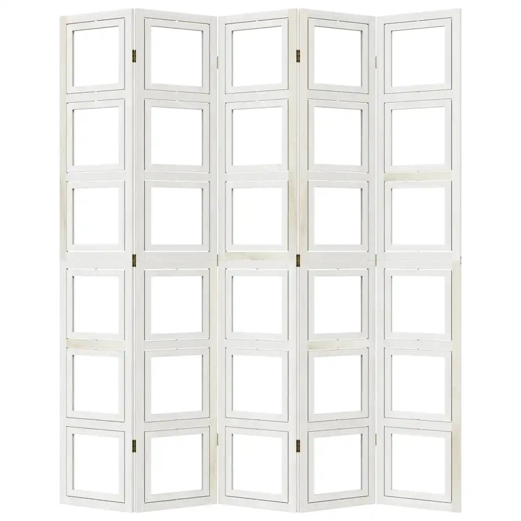Divisorio Ambienti 5Pannelli Bianco Legno Massello di Paulownia 358696