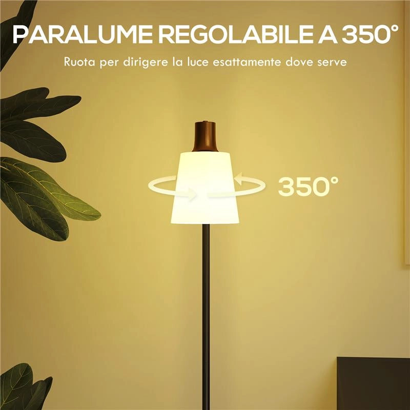 LAMPADA DA TERRA LED CON TESTA GIREVOLE A 350¦, REGOLAZIONE TEMPERATURA DEL COLORE 3000K/4000K/6500K, NERO